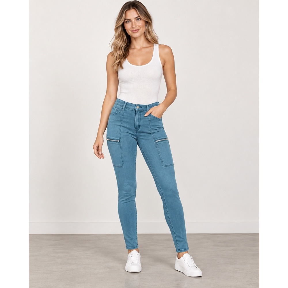 Pistola Womens Size 30 Blue High Rise Slim Utility Jeans Zip Pocket Stretch